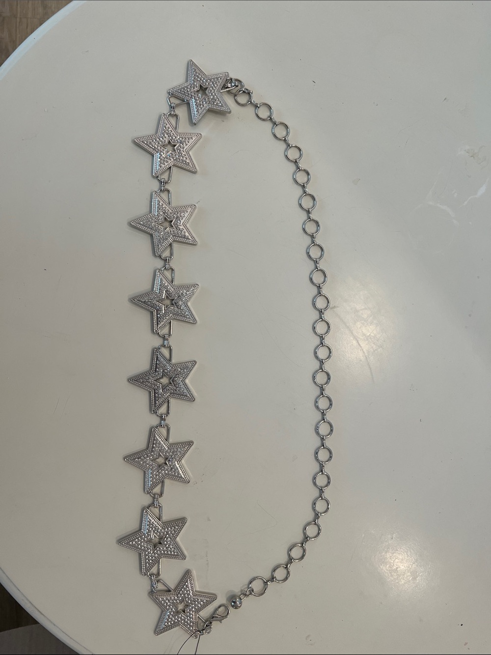 Silver Star-Link Women's Belt with Decorative Chain